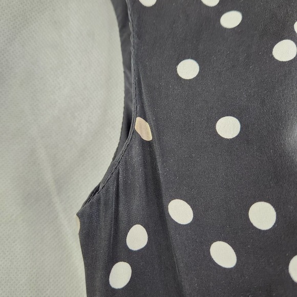 White House Black Market Polka Dot Dress Size 2 Belted Silk Black White Flounce - Picture 8 of 10